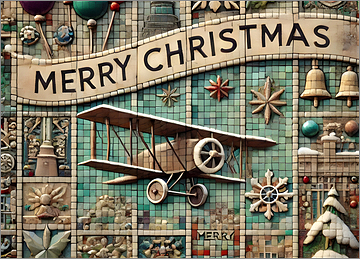 Airplane Christmas card Detailed