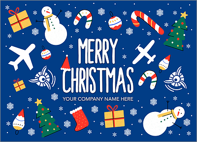 Airplane Christmas Card (Glossy White) 