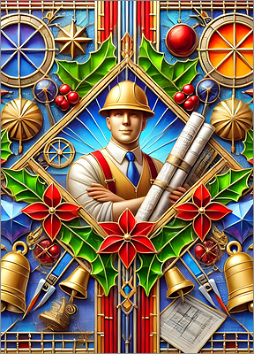 Architect Christmas Card Glass (Glossy White) 