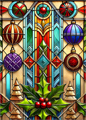 Art Glass Christmas Card Elegant