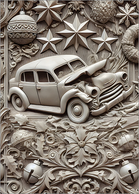 Auto Body Christmas Card Intricate