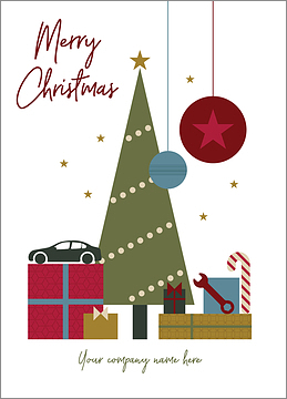 Auto Mechanic Green Tree Holiday Card