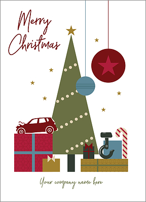 Auto Salvage Green Tree Holiday Card