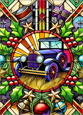 Automotive Christmas Card Vibrant (Glossy White) 