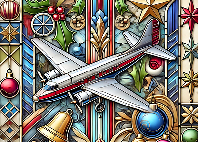 Aviation Christmas Card Colorful