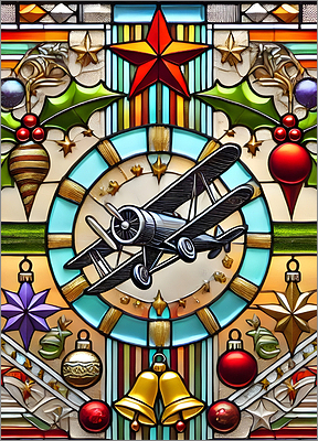 Aviation Christmas Card Festive (Glossy White) 