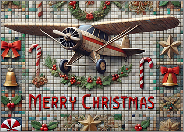 Aviation Christmas Card Whimsical