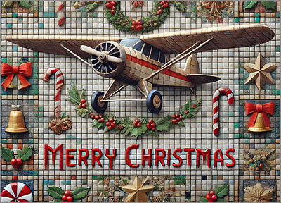 Aviation Christmas Card Whimsical (Glossy White) 