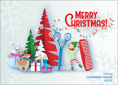 Barbers Merry Elf Card (Glossy White) 