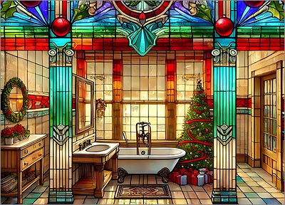 Bathroom Christmas Card Smiling