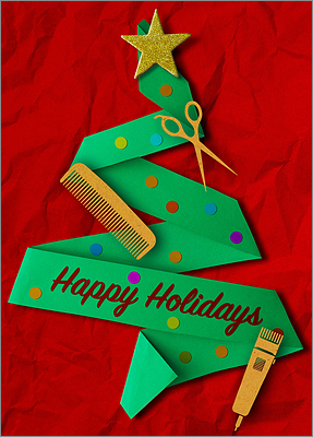 Beauty Barber Tree Card