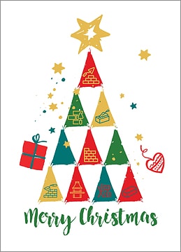 Bricklayers Tree Christmas Card