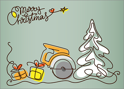 Carpenters Snow Tree Card