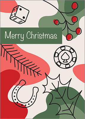 Casino Holly Holiday Card (Glossy White) 