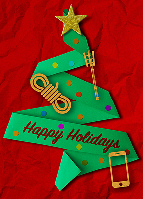 Cell Tower Green Tree Card (Glossy White) 