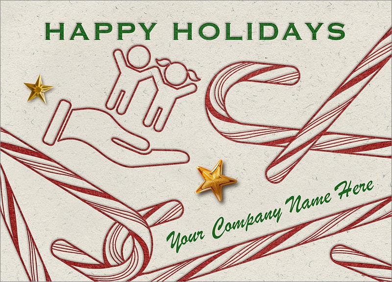 Childcare Candy Canes Christmas Cards Customized For Your Business