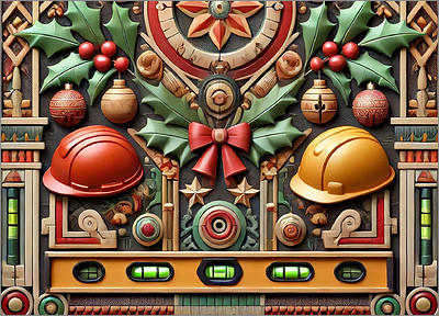 Construction Christmas Card Artistic