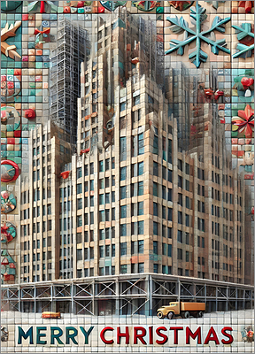 Construction Christmas Card Cheerful (Glossy White) 