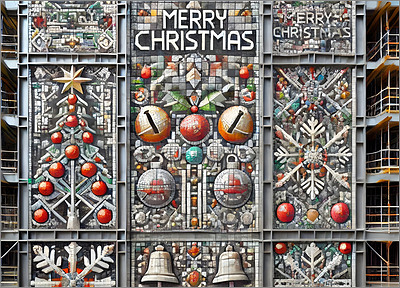 Construction Christmas Card Luxurious (Glossy White) 