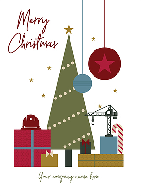 Construction Green Tree Holiday Card