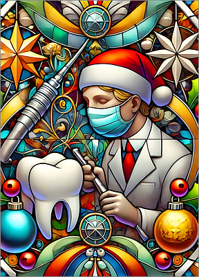 Dental Christmas Card Rustic (Glossy White) 