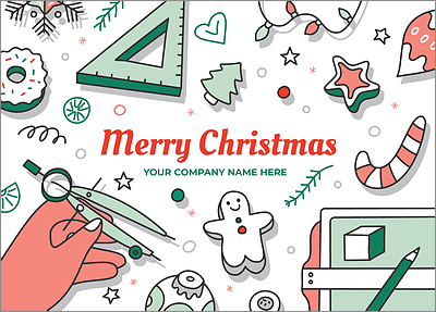 Drafting Merry Christmas Card (Glossy White) 