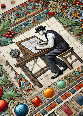 Draftsman Christmas Card Stylish (Glossy White) 