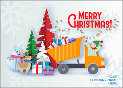 Dump Truck Merry Elf Card