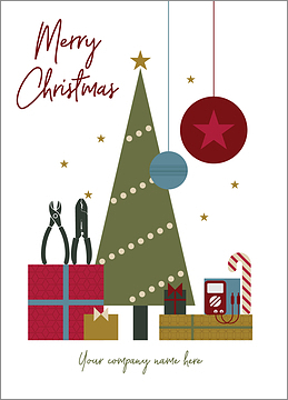 Electrical Green Tree Christmas Card
