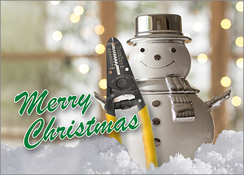 Electrician Snowman Holiday Card