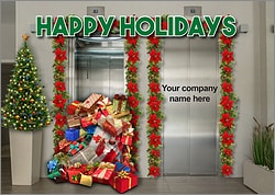 Elevator Presents Christmas Card