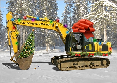 Excavator Gift Christmas Card (Glossy White) 