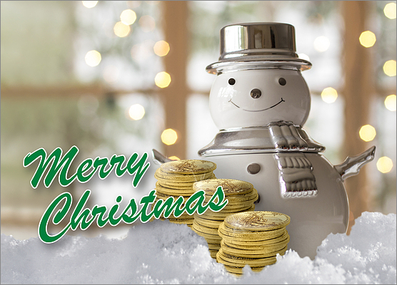Financial Snowman Holiday Card (Glossy White) 