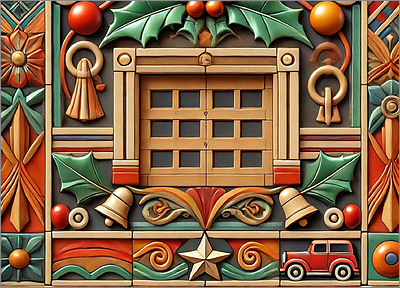 Garage Door Christmas Card Shining (Glossy White) 