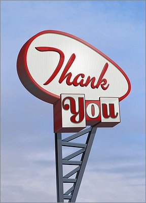 Googie Sign Thank You Card (Glossy White) 