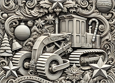 Grader Christmas Card Exciting (Glossy White) 