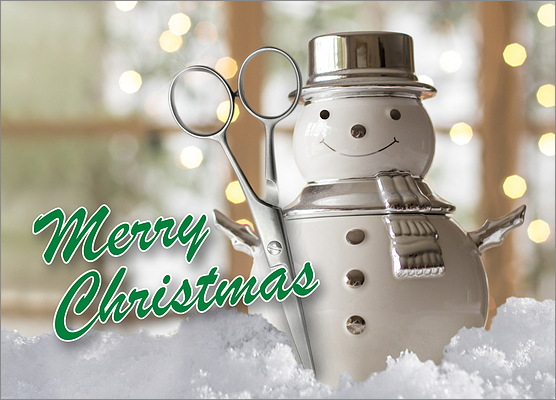 Hair Care Snowman Holiday Card