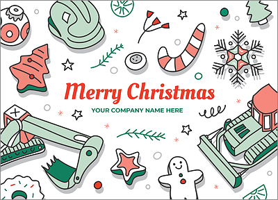 Heavy Equipment Christmas Card (Glossy White) 