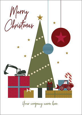 Heavy Equipment Green Tree Holiday Card