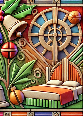 Hotel Christmas Card Fanciful (Glossy White) 