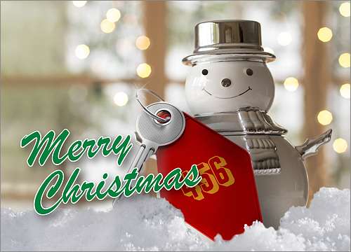 Hotel Keys Snowman Holiday Card
