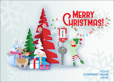 Hotel Merry Elf Card (Glossy White) 