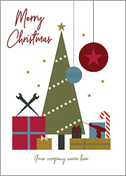 Ironworker Green Tree Christmas Card
