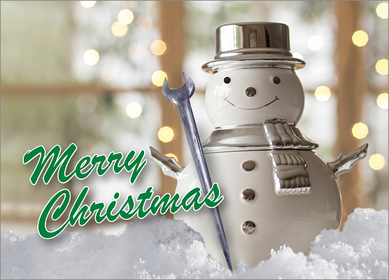 Ironworker Snowman Holiday Card