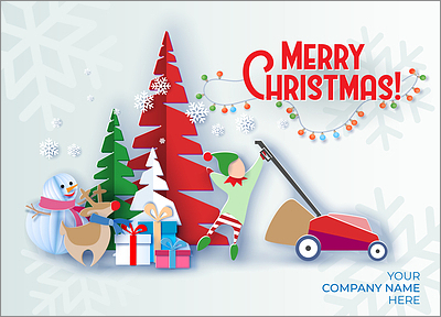 Lawn Care Merry Elf Card (Glossy White) 