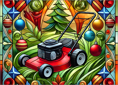 Lawnmower Christmas Card Thrilled (Glossy White) 
