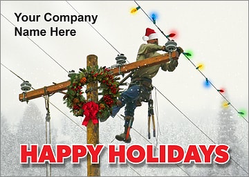 Linemen Lights Christmas Card
