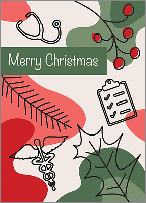 Medical Holly Holiday Card (Glossy White) 