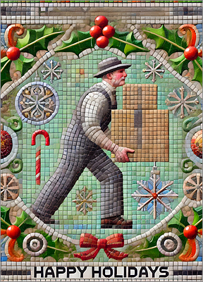 Moving Christmas Card Flowery (Glossy White) 