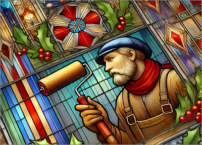 Painter Christmas Card wondrous (Glossy White) 